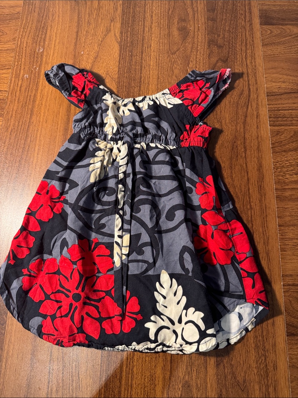 Papaya Black Sundress with Red & Cream Floral Print